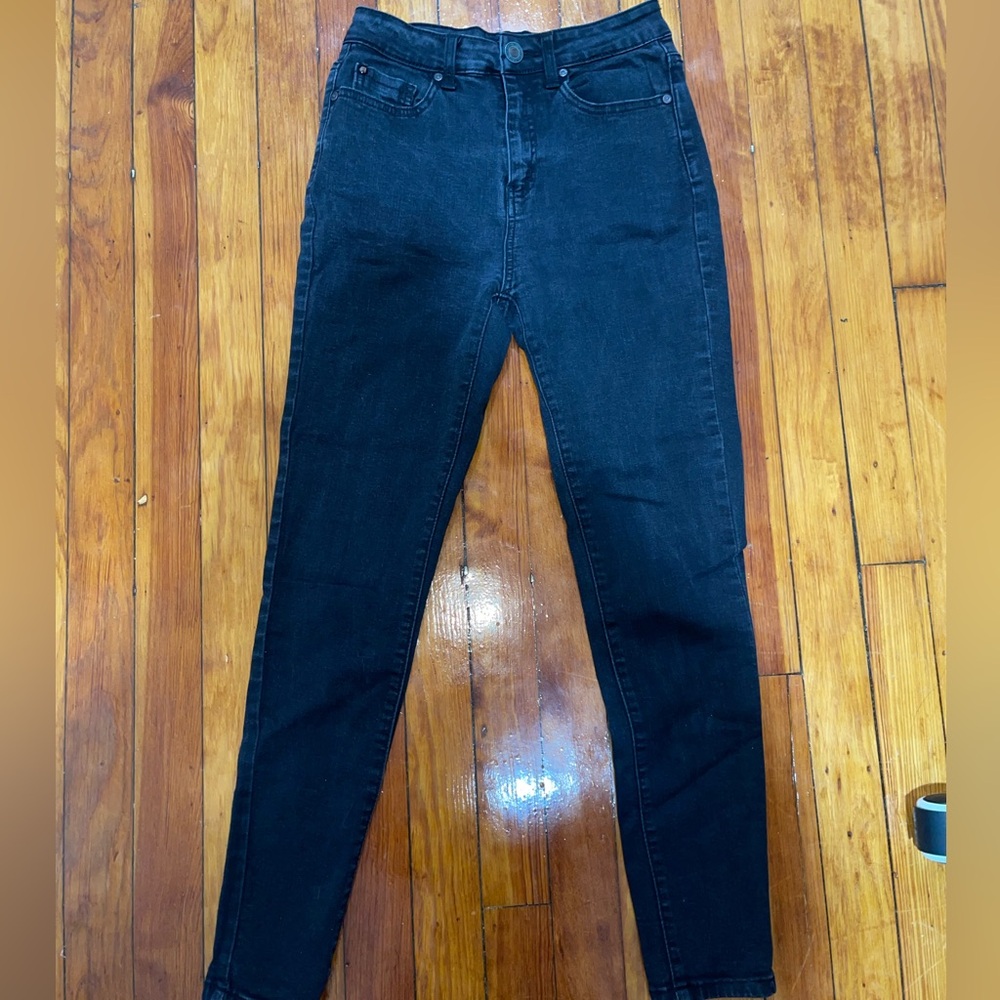 Black ENJEAN High Waisted Skinny Jeans Charcoal Color Size 5
